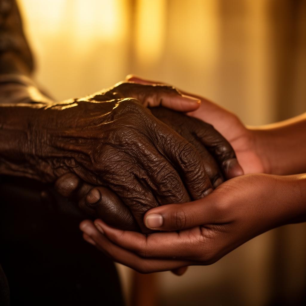 Caring hands holding elderly hands
